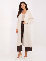 Light beige long cardigan without fasteners.