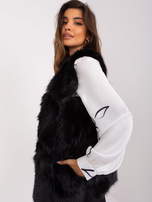 Hurt Czarna kamizelka damska z ekologicznego futra