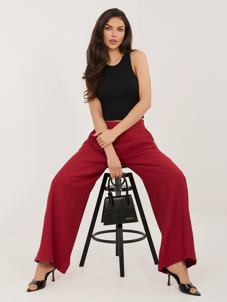 Ciemnoczerwone letnie spodnie typu palazzo SUBLEVEL