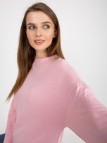 Hurt Jasnoróżowa bluza basic bez kaptura z rozcięciami