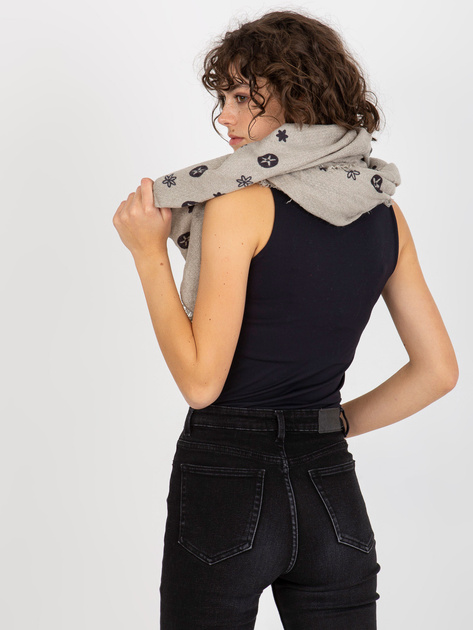 Hurtownia online Szary damski szal z nadrukiem