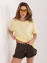 Pastelowa żółta bawełniana bluzka basic RUE PARIS 