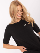 Czarny damski sweter z krótkim rękawem