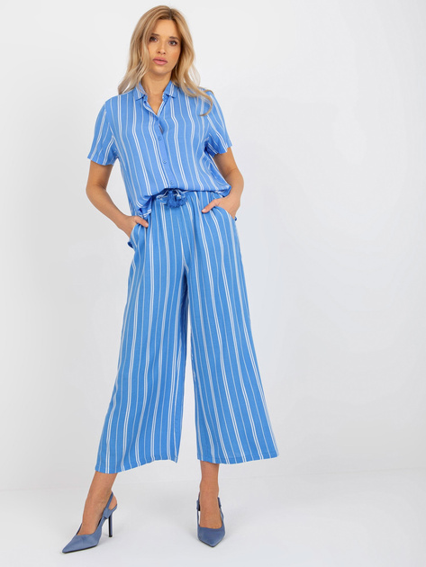 Hurt Niebieska rozpinana bluzka koszulowa w paski SUBLEVEL