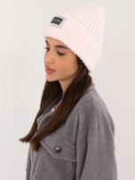 Hurt Jasnoróżowa dzianinowa czapka damska RUE PARIS
