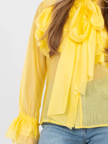 Żółta prześwitująca koszula z kokardą 