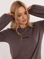 Hurt Brązowa luźna bluzka longsleeve z modalu