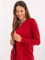 Czerwony damski kardigan bez zapięcia