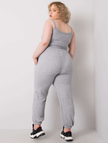 Pilkos melange spalvos plus size medvilninės Ainhoa sportinės kelnės.