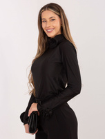 Czarna wizytowa bluzka z ozdobnymi różami