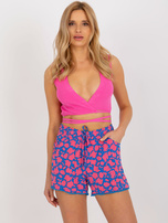 Hurt Turkusowe krótkie szorty casualowe z nadrukiem FRESH MADE