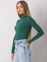 Ciemnozielona bluzka w prążek z golfem Elisee RUE PARIS