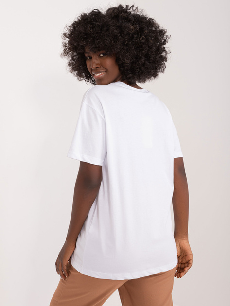 Hurt Biały damski t-shirt z aplikacją i nadrukiem