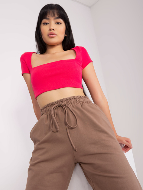 Hurt Brązowe spodnie dresowe z wysokim stanem