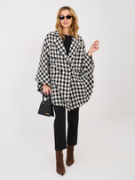 Czarno-biały dwurzędowy płaszcz ponczo 