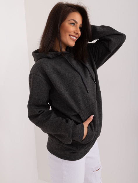 Hurt Grafitowa dresowa bluza kangurka z kapturem