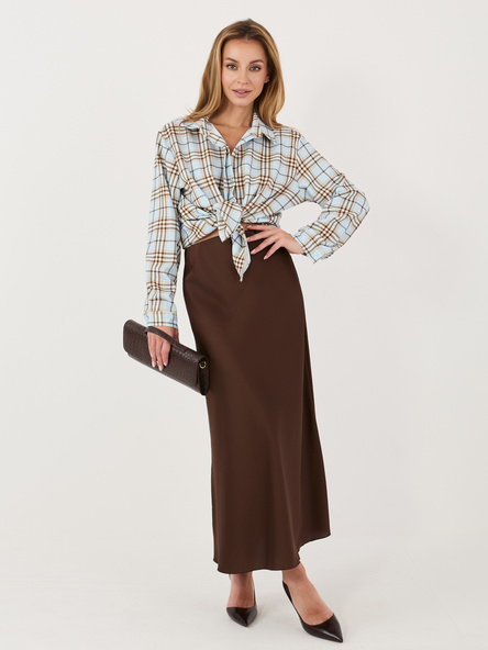 Jasnoniebieska damska koszula oversize w kratę