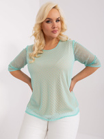 Hurtownia Miętowa elegancka bluzka plus size