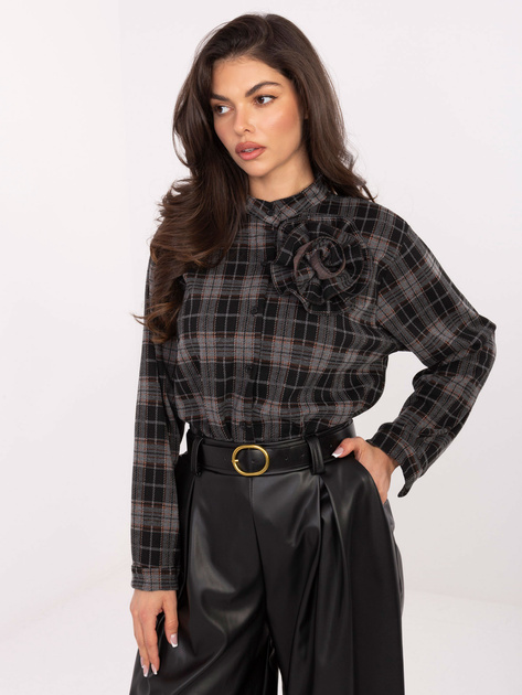 Czarna flanelowa koszula w kratę