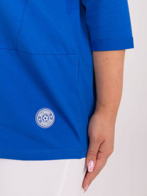 Hurt Kobaltowa damska bluzka plus size z dżetami