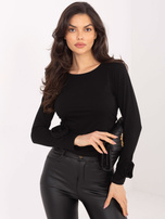 Czarna damska bluzka z ozdobnymi różami