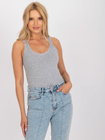 Szary damski top basic z koronką