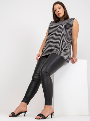 Czarno-biały top plus size bez rękawów