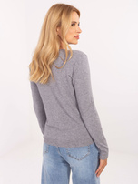 Grau offener Pullover mit V-Ausschnitt.