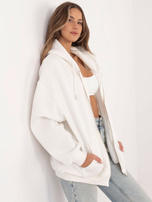 Ecru Basic Sweatshirt mit Reißverschluss.