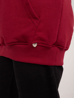 Bordová mikina plus size s kapucí Luna.