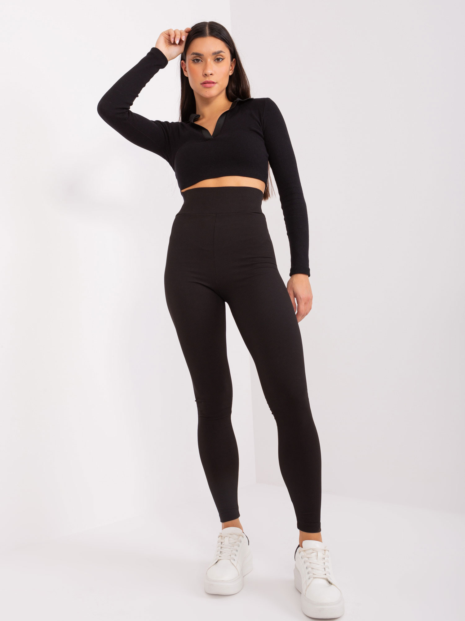 Czarne legginsy z wysokim stanem RUE PARIS