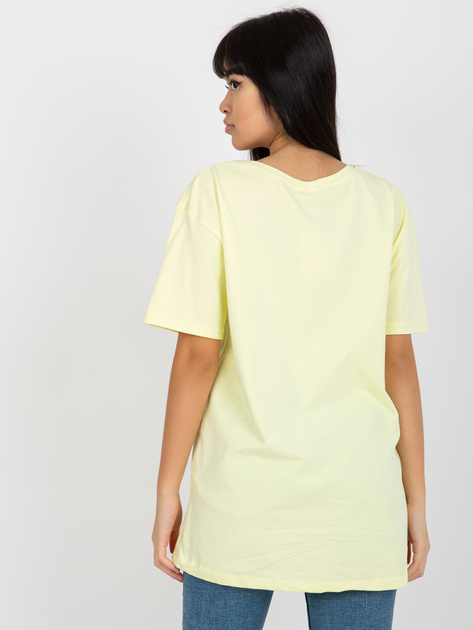 Hurtownia online Jasnożółty luźny t-shirt z nadrukiem