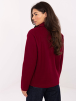 Bordowy elegancki płaszcz z kołnierzem RUE PARIS