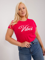 Hurt Czerwony damski t-shirt plus size z dżetami
