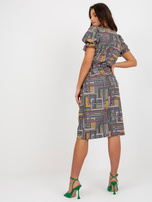 Hurt Khaki midi sukienka z printem i krótkim rękawem