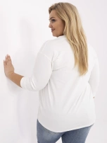 Ecru damska bluzka plus size z rękawem 3/4