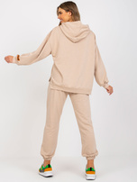 Beżowy dwuczęściowy komplet dresowy z nadrukiem