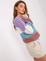 Hurt Fioletowo-niebieski sweter oversize w paski