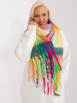 Hurtownia Różowo-zielony szal w kolorową kratę 