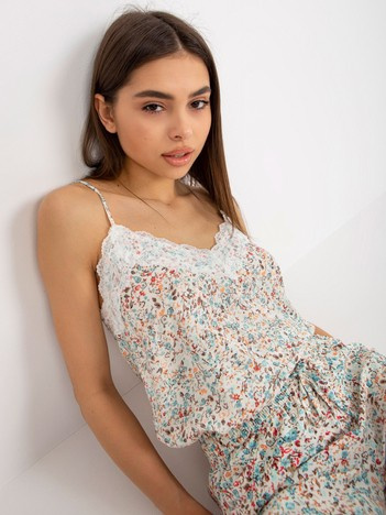 Hurtownia Biały top na ramiączkach w kwiaty FRESH MADE