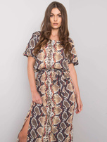 Beżowa sukienka z printami Meriem