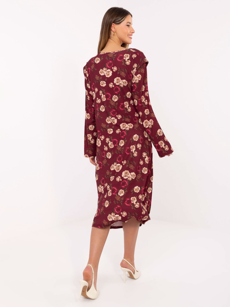 Bordowa midi sukienka z rozcięciem RUE PARIS