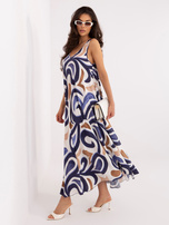 Ciemnoniebieska letnia sukienka we wzory 