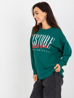 Hurtownia Ciemnozielona bluza z nadrukiem bez kaptura