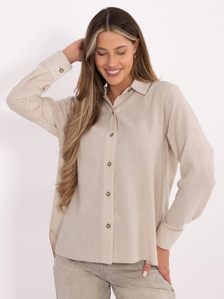 Beżowa damska koszula z dłuższym tyłem