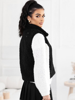 Czarna damska kamizelka teddy z suwakiem