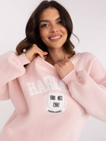 Hurtownia Jasnoróżowa ocieplana bluza bez kaptura