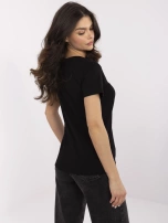 Czarna casualowa bluzka z krótkim rękawem