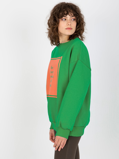 Hurtownia Zielona dresowa bluza oversize z nadrukiem