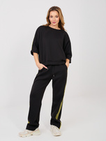 Czarny dresowy komplet z bluzą oversize RUE PARIS 